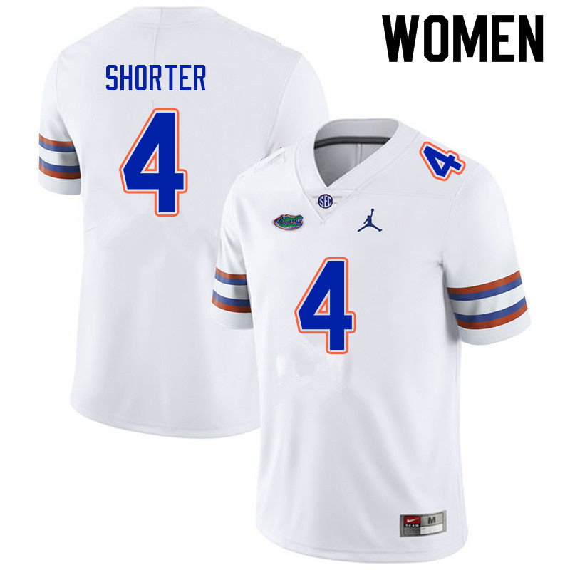 Women #4 Justin Shorter Florida Gators College Football Jerseys Sale-White